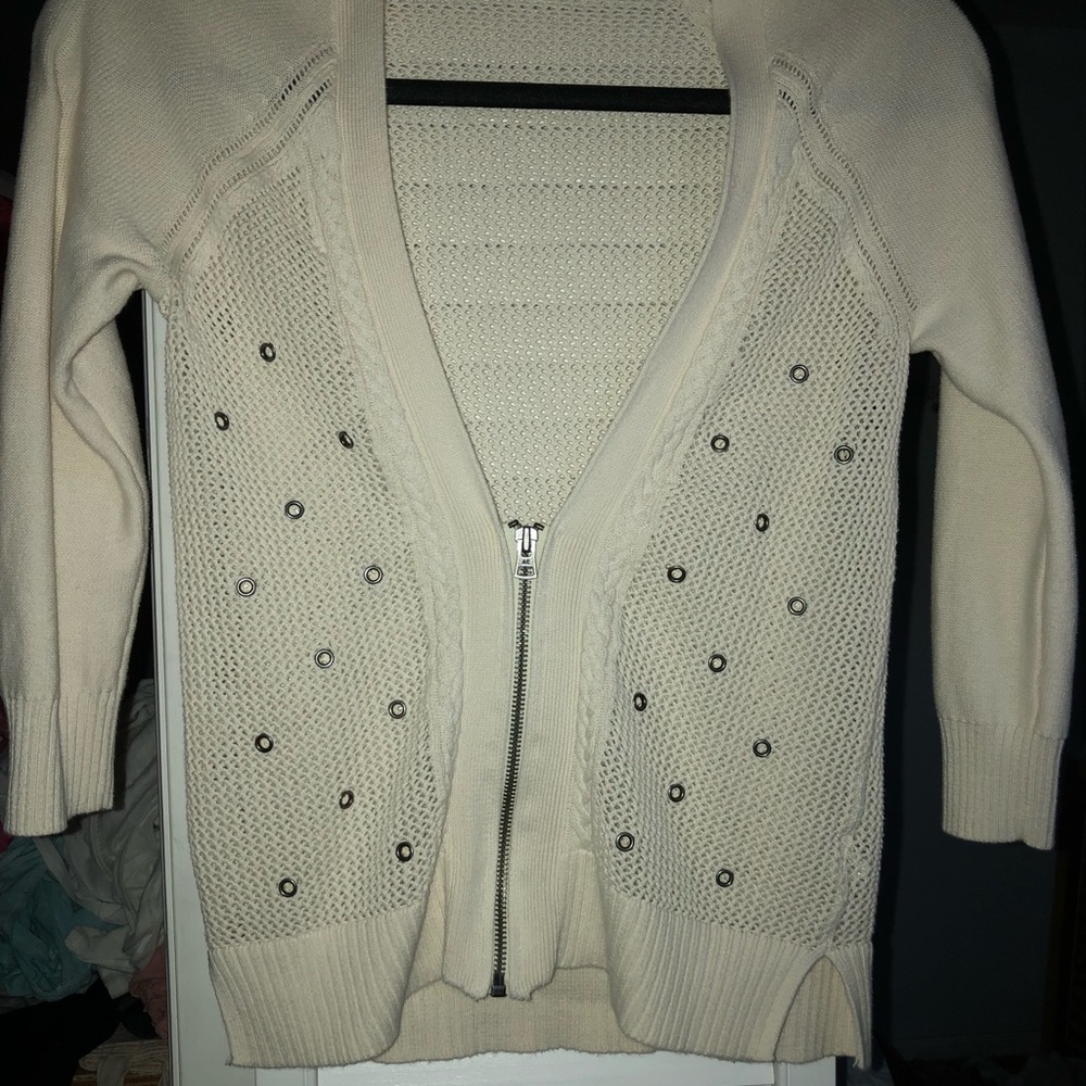American Eagle Cream Cardigan w/ metal washers